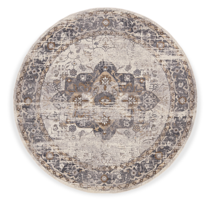 Carpette ronde Blanche multicolore - 7 pi x 7 pi