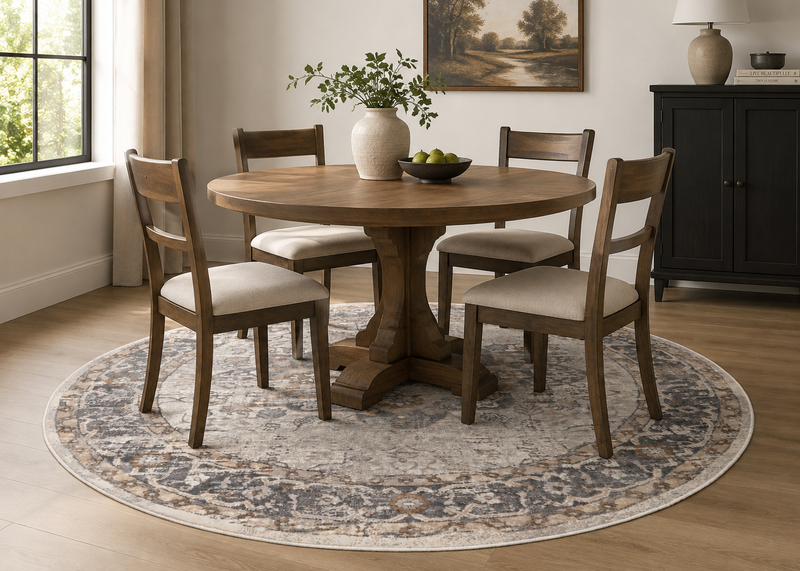 Carpette ronde Blanche multicolore - 7 pi x 7 pi
