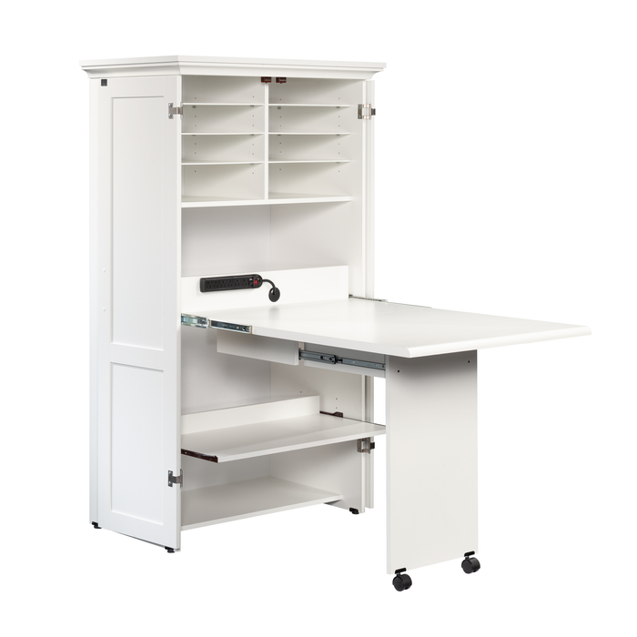 Armoire décorative de rangement Boon de 35,12 po avec surface de travail pliable - blanc glacier