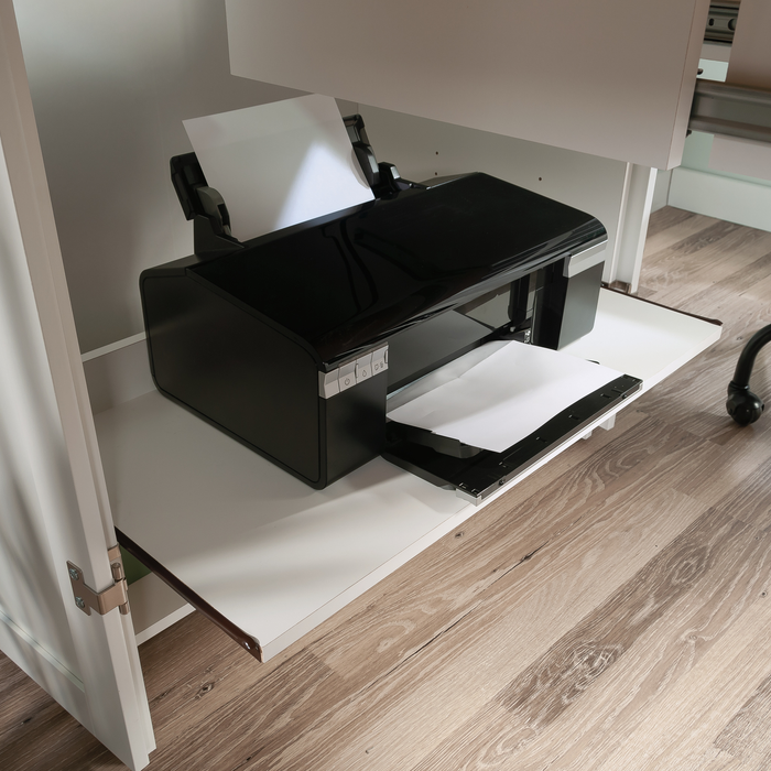 Armoire décorative de rangement Boon de 35,12 po avec surface de travail pliable - blanc glacier