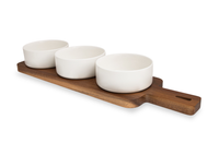  Ensemble de service S&CO 4 pièces avec bols et planche - porcelaine et bois