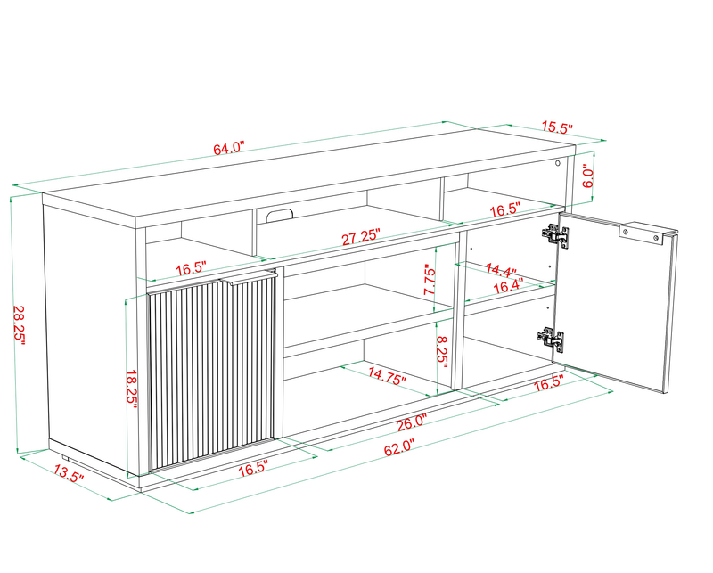 Meuble pour téléviseur Brenner de 64 po avec rangement et système de gestion des câbles pour téléviseurs jusqu’à 60 po - anthracite