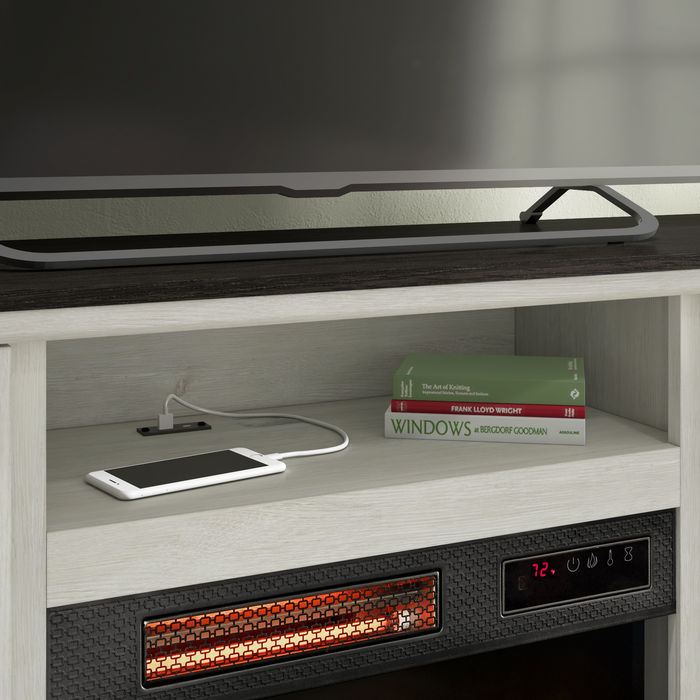 Meuble pour téléviseur contemporain Brighton de 54 po avec foyer électrique pour téléviseurs jusqu’à 58 po - chêne Fairfax
