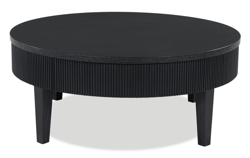 Table à café ronde contemporaine Calum de 42,13 po avec rangement - noire