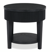 Table de bout ronde contemporaine Calum de 24 po avec rangement - noire
