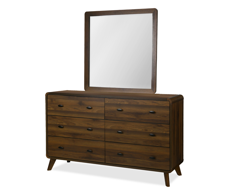 Commode de chambre à coucher moderne du milieu du 20e siècle Cami de 58,5 po (L) x 17,5 po (H) à 6 tiroirs - brune