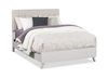 Cami Panel Bed with Fabric Headboard & Frame, Grey Oak - Queen Size | Lit à panneaux Cami en chêne gris avec tête de lit en tissu et cadre de lit - format grand lit