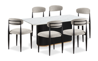  Ensemble de salle à manger Capri de Kort & Co. 7 pièces avec table de 72 po (L), touches dorées, base piédestal et 6 chaises - beige