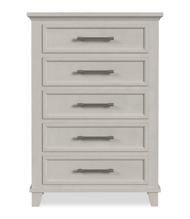 Commode verticale de chambre à coucher Celine de 35 po (L) x 51 po (H) à 5 tiroirs - ivoire