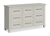  Commode de chambre à coucher Celine de 64 po (L) x 38 po (H) à 9 tiroirs - ivoire