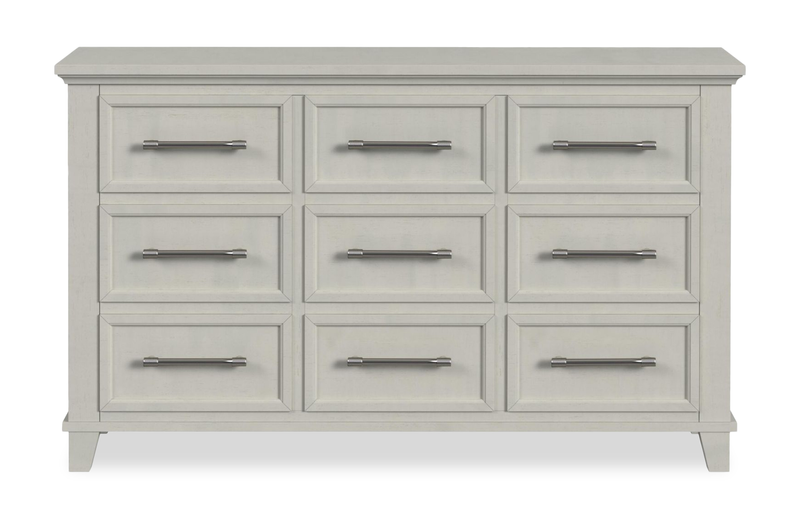 Commode de chambre à coucher Celine de 64 po (L) x 38 po (H) à 9 tiroirs - ivoire