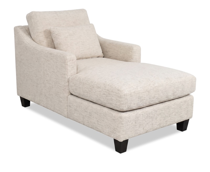 Fauteuil long d’appoint personnalisable de Sofa Lab de 36 po fabriqué au Canada en tissu avec pattes en bois - Chenille White
