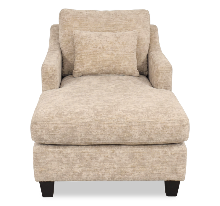 Fauteuil long d’appoint personnalisable de Sofa Lab de 36 po fabriqué au Canada en tissu avec pattes en bois - Plush Parchment 