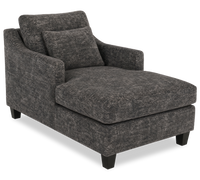 Fauteuil long d’appoint personnalisable de Sofa Lab de 36 po fabriqué au Canada en tissu avec pattes en bois - Plush Charcoal