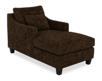 Fauteuil long d’appoint personnalisable de Sofa Lab de 36 po fabriqué au Canada en tissu avec pattes en bois - Plush Chocolate