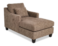 Fauteuil long d’appoint personnalisable de Sofa Lab de 36 po fabriqué au Canada en tissu avec pattes en bois - Chenille Praline
