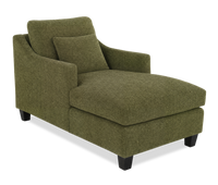 Fauteuil long d’appoint personnalisable de Sofa Lab de 36 po fabriqué au Canada en tissu avec pattes en bois - Chenille Moss