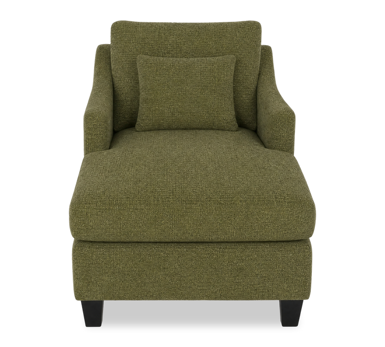 Fauteuil long d’appoint personnalisable de Sofa Lab de 36 po fabriqué au Canada en tissu avec pattes en bois - Chenille Moss