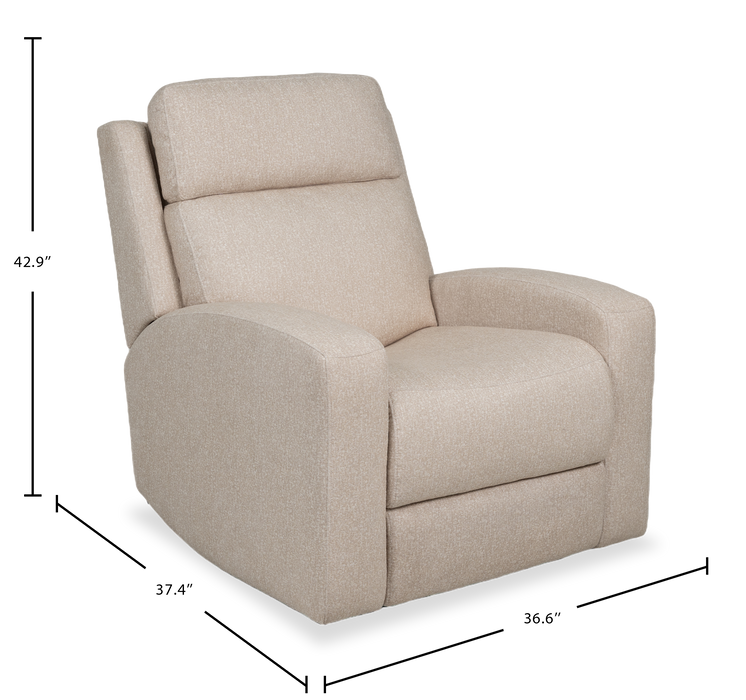 Fauteuil à coulissement automatique et à inclinaison électrique Charlotte de 36,6 po en tissu avec appuie-tête électrique - sable 