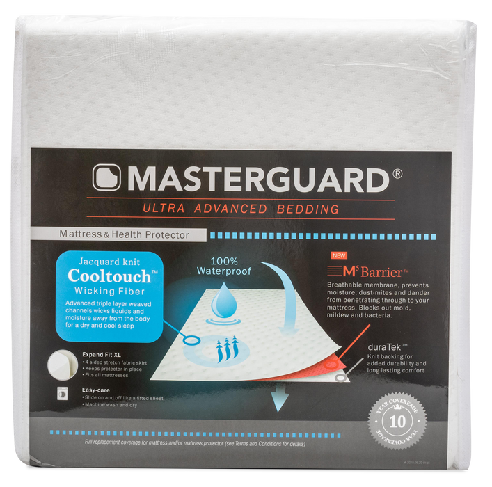 Protège-matelas CooltouchMC de Masterguard pour grand lit avec 2 CooltouchMC Plus oreillers pour grand lit