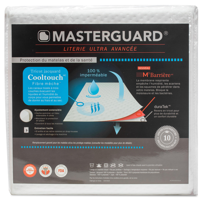 Protège-matelas CooltouchMC de Masterguard pour grand lit avec 2 CooltouchMC Plus oreillers pour grand lit