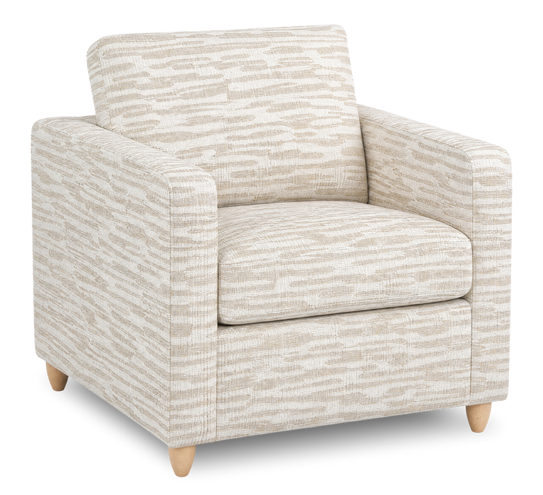 Fauteuil d’appoint personnalisable Club de Sofa Lab de 36 po fabriqué au Canada en tissu avec pattes en bois - tissu décoratif Bisque