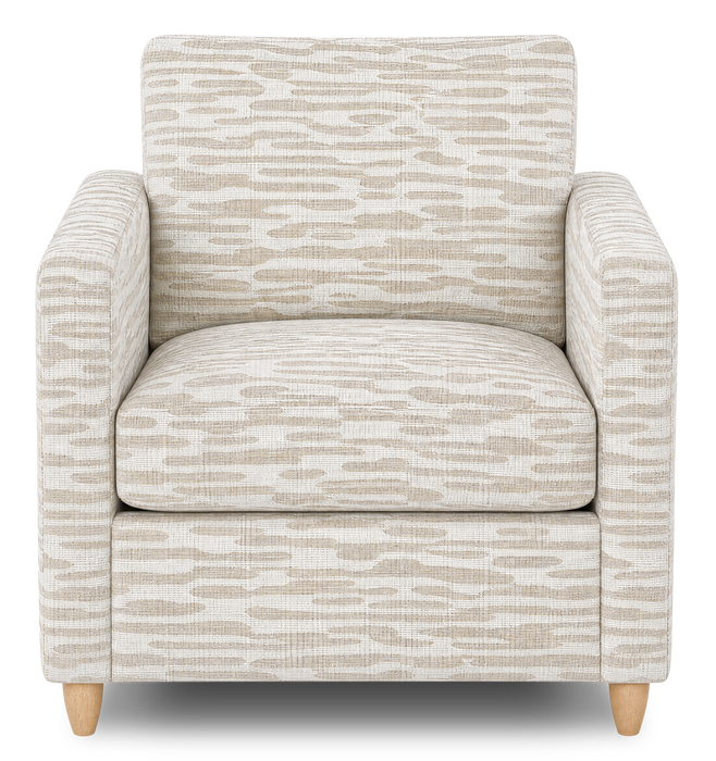 Fauteuil d’appoint personnalisable Club de Sofa Lab de 36 po fabriqué au Canada en tissu avec pattes en bois - tissu décoratif Bisque