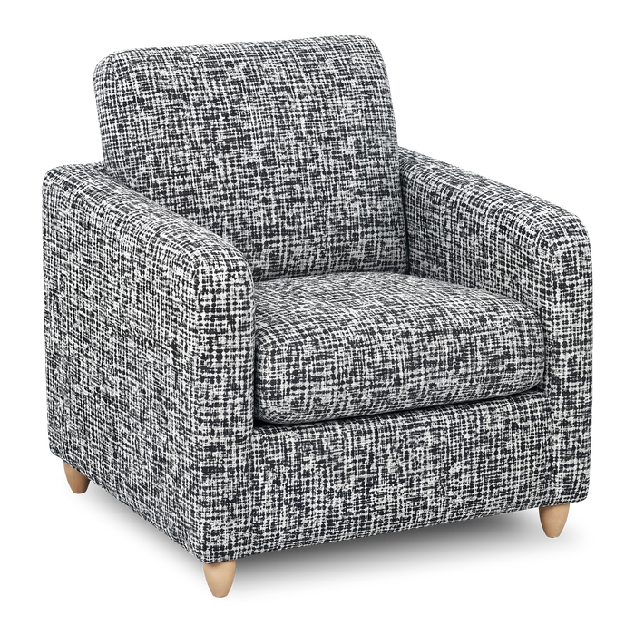 Fauteuil d’appoint personnalisable Club de Sofa Lab de 36 po fabriqué au Canada en tissu avec pattes en bois - tissu décoratif Jet