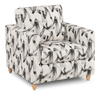 Made in Canada Sofa Lab Customizable Club 36" Fabric Accent Chair with Wood Legs – Stormy Accent Fabric | Fauteuil d’appoint personnalisable Club de Sofa Lab de 36 po fabriqué au Canada en tissu avec pattes en bois - tissu décoratif Stormy