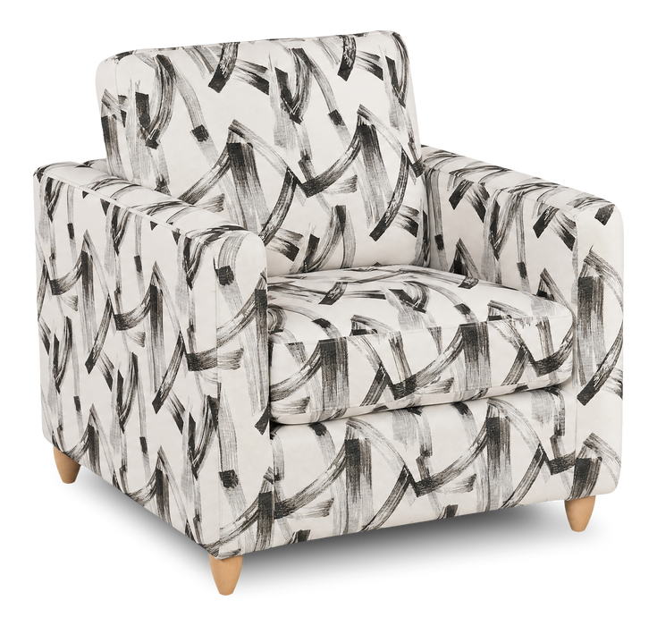 Fauteuil d’appoint personnalisable Club de Sofa Lab de 36 po fabriqué au Canada en tissu avec pattes en bois - tissu décoratif Stormy