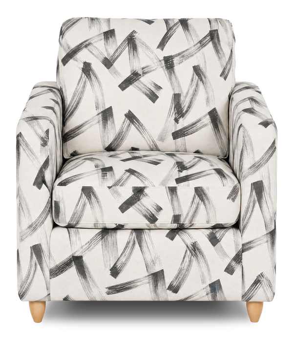 Fauteuil d’appoint personnalisable Club de Sofa Lab de 36 po fabriqué au Canada en tissu avec pattes en bois - tissu décoratif Stormy