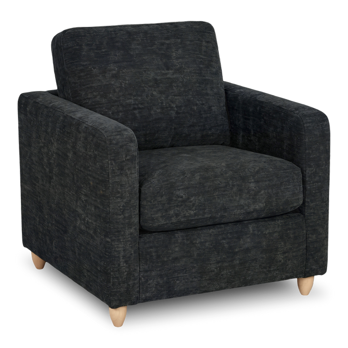 Fauteuil d’appoint personnalisable Club de Sofa Lab de 36 po fabriqué au Canada en tissu avec pattes en bois - Plush Charcoal 