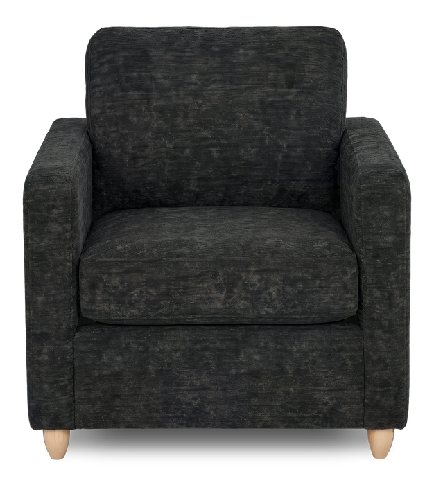 Fauteuil d’appoint personnalisable Club de Sofa Lab de 36 po fabriqué au Canada en tissu avec pattes en bois - Plush Charcoal 