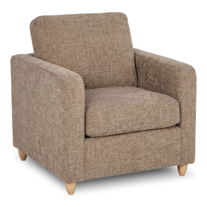 Fauteuil d’appoint personnalisable Club de Sofa Lab de 36 po fabriqué au Canada en tissu avec pattes en bois - Chenille Praline