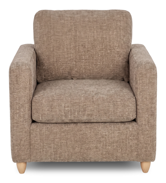 Fauteuil d’appoint personnalisable Club de Sofa Lab de 36 po fabriqué au Canada en tissu avec pattes en bois - Chenille Praline
