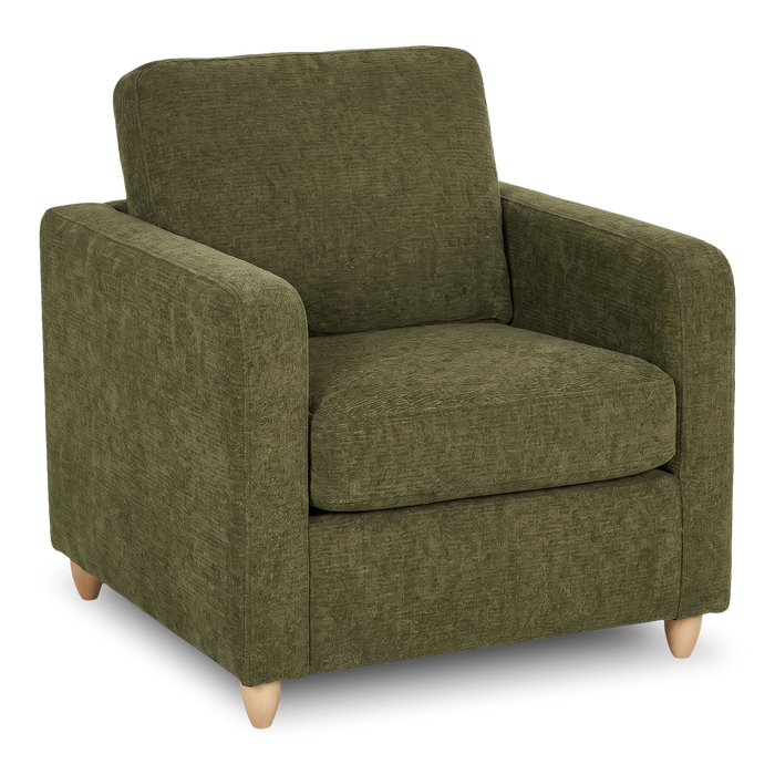Fauteuil d’appoint personnalisable Club de Sofa Lab de 36 po fabriqué au Canada en tissu avec pattes en bois - Chenille Moss