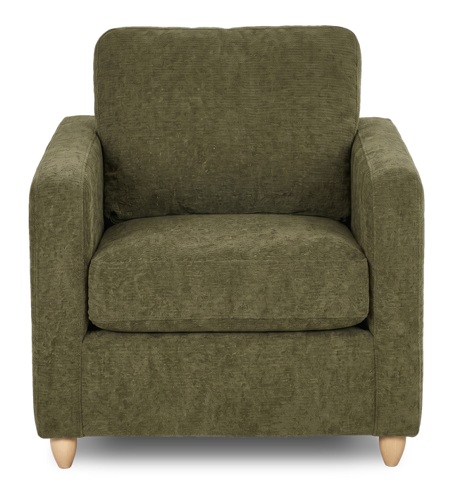 Fauteuil d’appoint personnalisable Club de Sofa Lab de 36 po fabriqué au Canada en tissu avec pattes en bois - Chenille Moss
