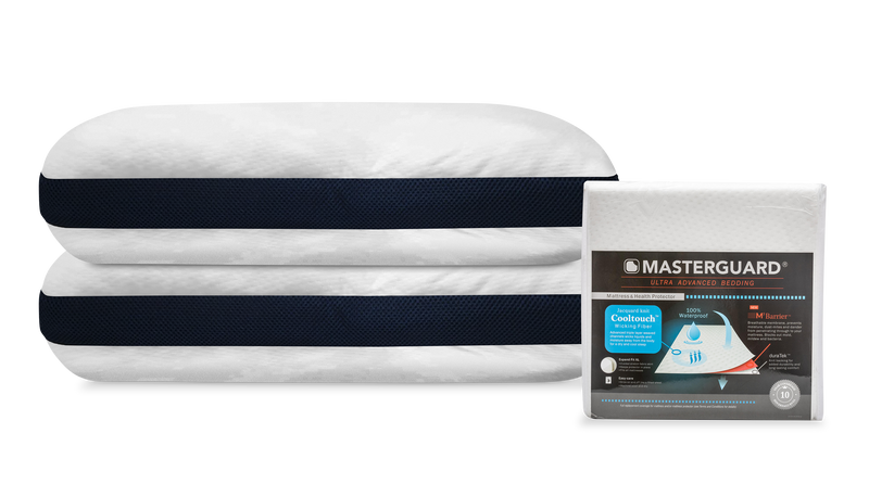 Protège-matelas CooltouchMC de Masterguard pour grand lit avec 2 CooltouchMC Plus oreillers pour grand lit