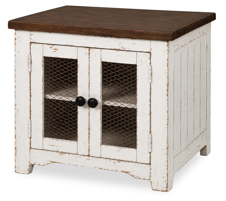 Table de bout Croft de 24 po de style champêtre avec rangement - moka