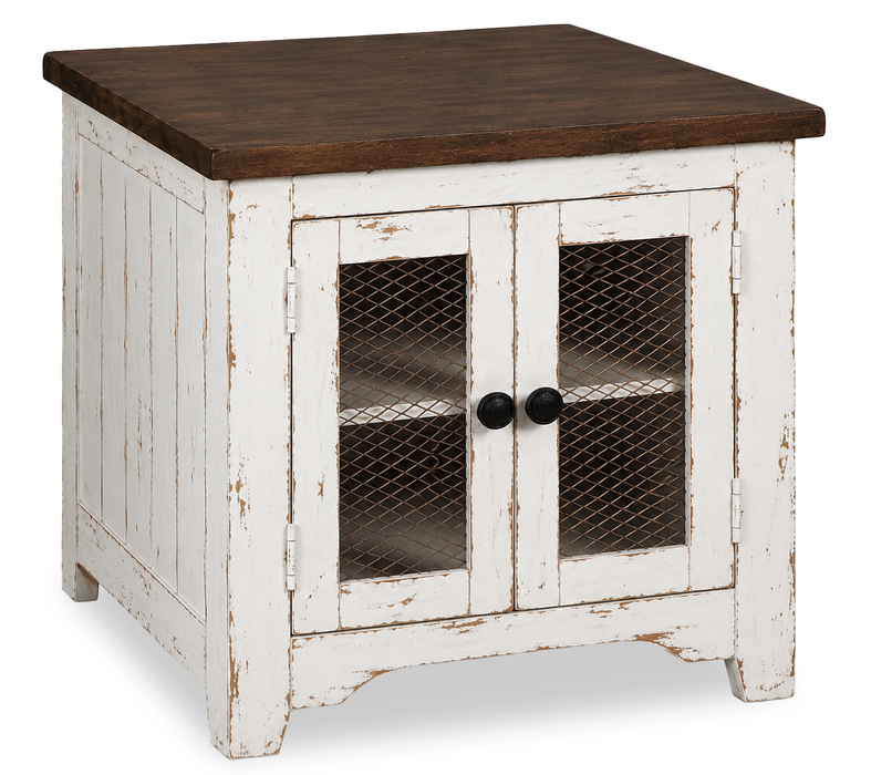 Table de bout Croft de 24 po de style champêtre avec rangement - moka