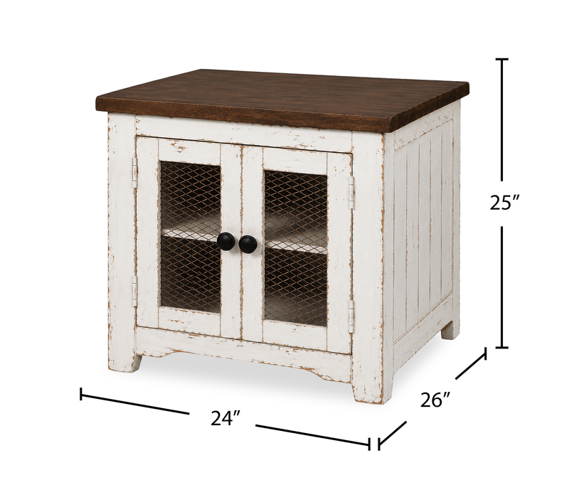 Table de bout Croft de 24 po de style champêtre avec rangement - moka