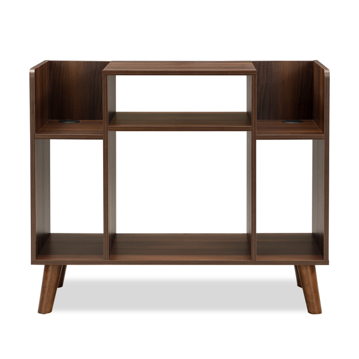 Meuble audio Crosby de 35,6 po avec rangement ouvert et système de gestion des câbles - noyer