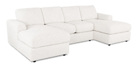 Sofa sectionnel avec deux fauteuils longs personnalisable Curve de Sofa Lab fabriqué au Canada en tissu - Teddy Snow