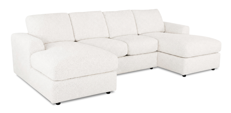 Sofa sectionnel avec deux fauteuils longs personnalisable Curve de Sofa Lab fabriqué au Canada en tissu - Teddy Snow