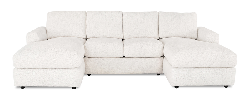 Sofa sectionnel avec deux fauteuils longs personnalisable Curve de Sofa Lab fabriqué au Canada en tissu - Teddy Snow