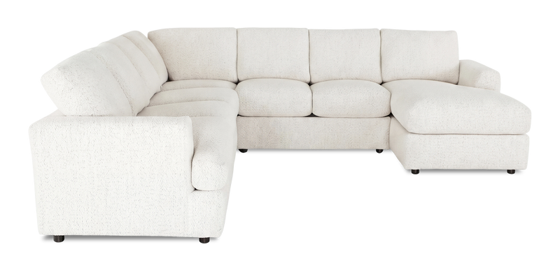 Sofa sectionnel de droite 4 pièces avec fauteuil long personnalisable Curve de Sofa Lab fabriqué au Canada en tissu - Teddy Snow