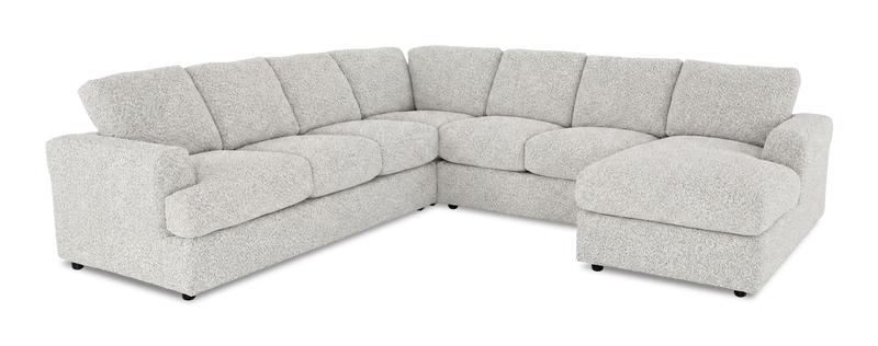 Sofa sectionnel de droite 4 pièces avec fauteuil long personnalisable Curve de Sofa Lab fabriqué au Canada en tissu - Teddy Riverrock