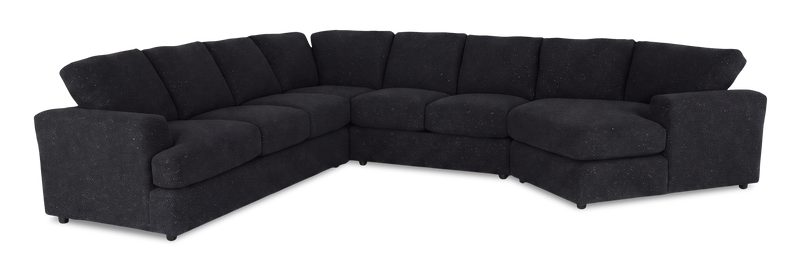 Sofa sectionnel de droite 4 pièces avec fauteuil enveloppant personnalisable Curve de Sofa Lab fabriqué au Canada en tissu - Teddy Raven