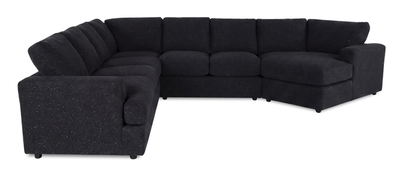 Sofa sectionnel de droite 4 pièces avec fauteuil enveloppant personnalisable Curve de Sofa Lab fabriqué au Canada en tissu - Teddy Raven