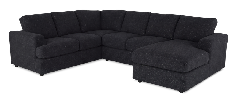 Sofa sectionnel de droite 3 pièces avec fauteuil long personnalisable Curve de Sofa Lab fabriqué au Canada en tissu - Teddy Raven
